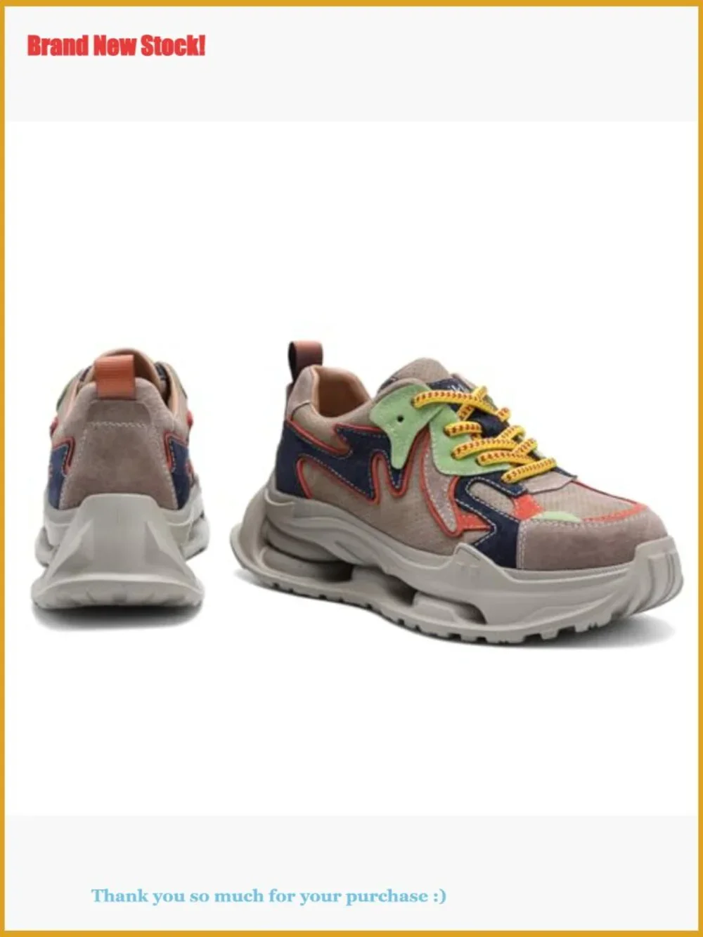 Leather+Fabric Platform Sneakers with Slip Resistant Sole